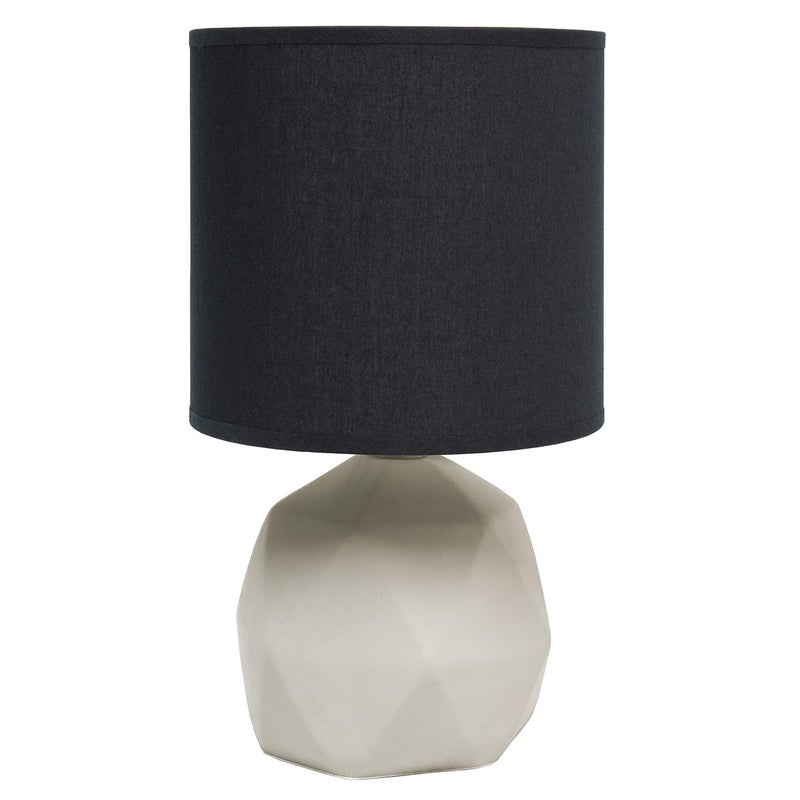 Simple Designs LT2060-BLK Geometric Concrete Table Lamp, Black - Image 1